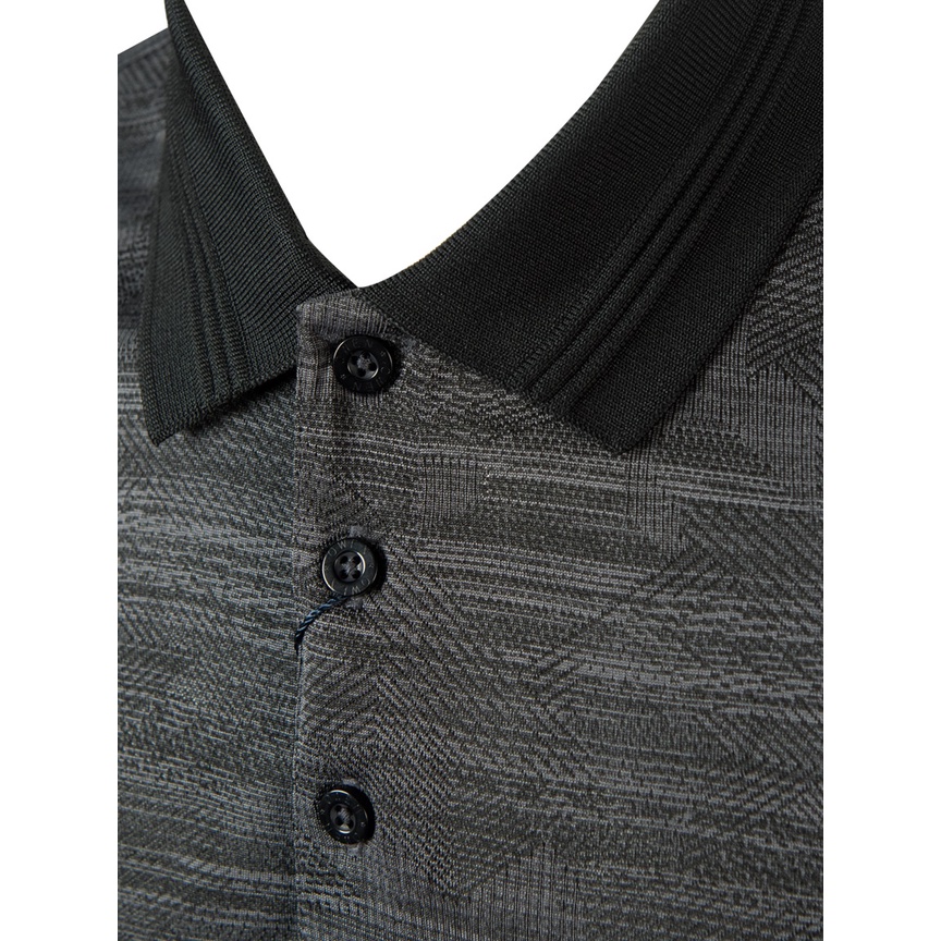 Áo thun nam có cổ bẻ polo OWEN APV220366 phông ngắn tay cao cấp dáng body fit màu ghi đậm họa tiết vải polyester