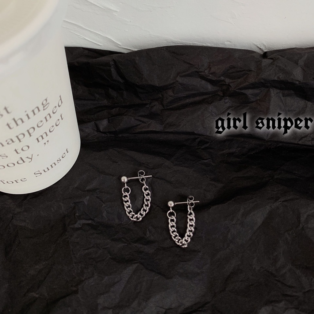 Bông tai dây xích đơn giản phong cách punk hiphop đường phố cho nam nữ 19147