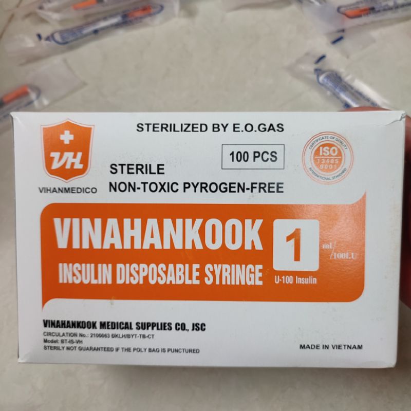 (Q1-HCM) (10 Cây) Kim Tiêm Insulin Sử Dụng Một Lần Vinahankook - Kim Tiêm Tiểu Đường 1cc - Dùng Trong Thẩm Mỹ Spa