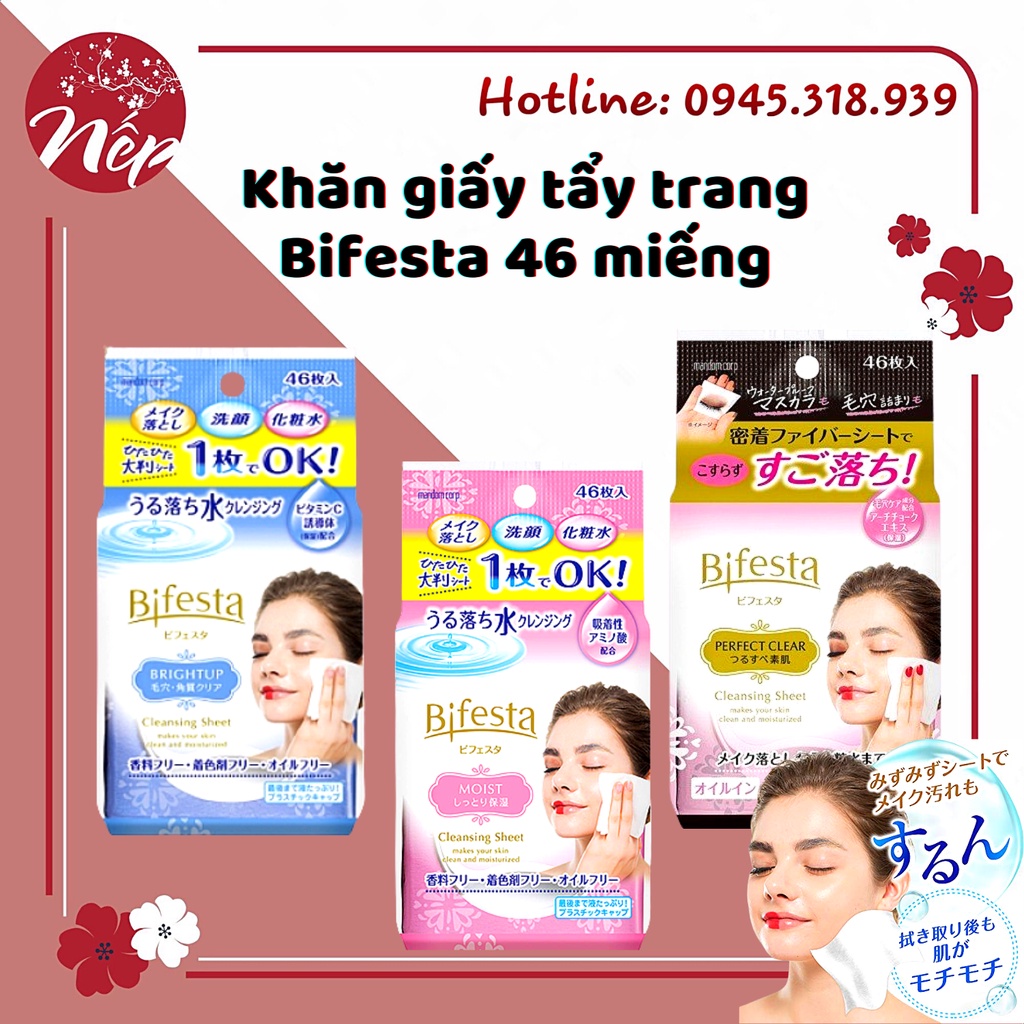 Khăn giấy tẩy trang Bifesta 46 miếng