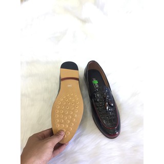 Giầy tây da bò chuông da trà đỏ đế gỗ( Chất Store )