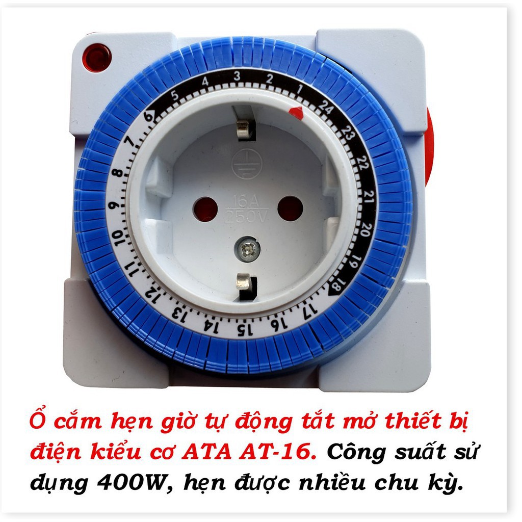 [CÓ NOWSHIP 1H] Ổ cắm hẹn giờ tắt mở kiểu cơ ATA AT-16