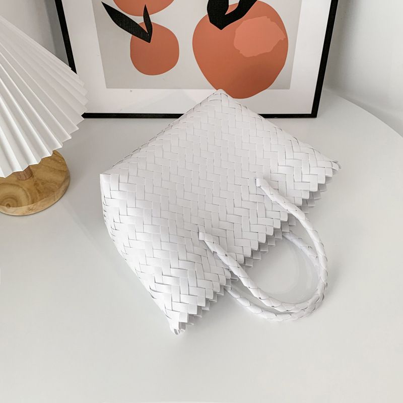 Giỏ xách đan tay trâng đen nong đoi size 30cm, làn đi chợ, túi handmade