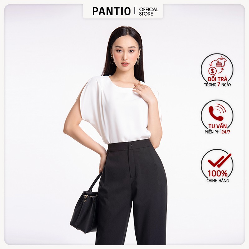 Áo sơ mi nữ chất liệu lụa, dáng suông, tay lỡ xẻ cách điệu FAS52268 - PANTIO