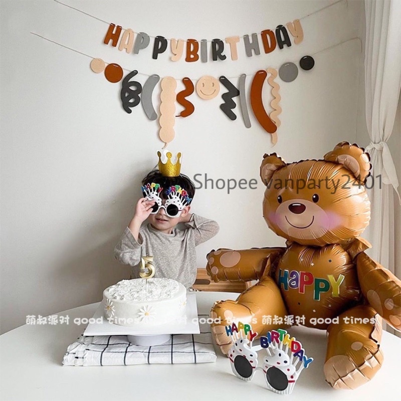 Dây treo vải nỉ Happy Birthday trang trí sinh nhật Hàn Quốc