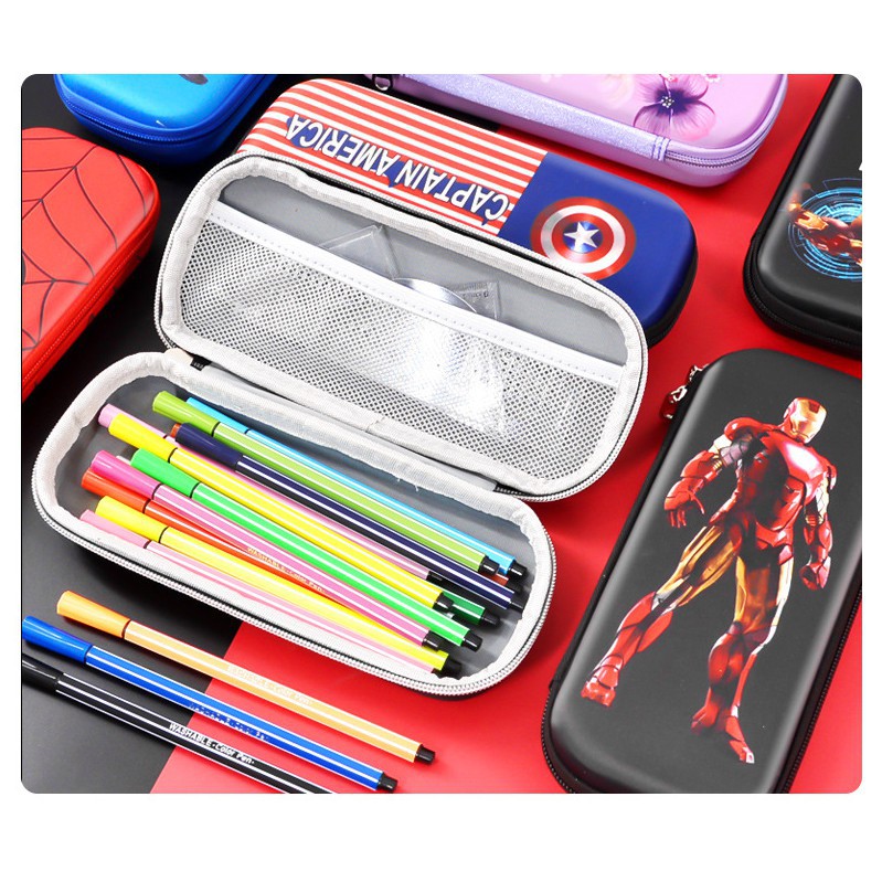 Hộp bút đựng viết cho bé trai in nổi 5D hình siêu nhân người nhện cao cấp