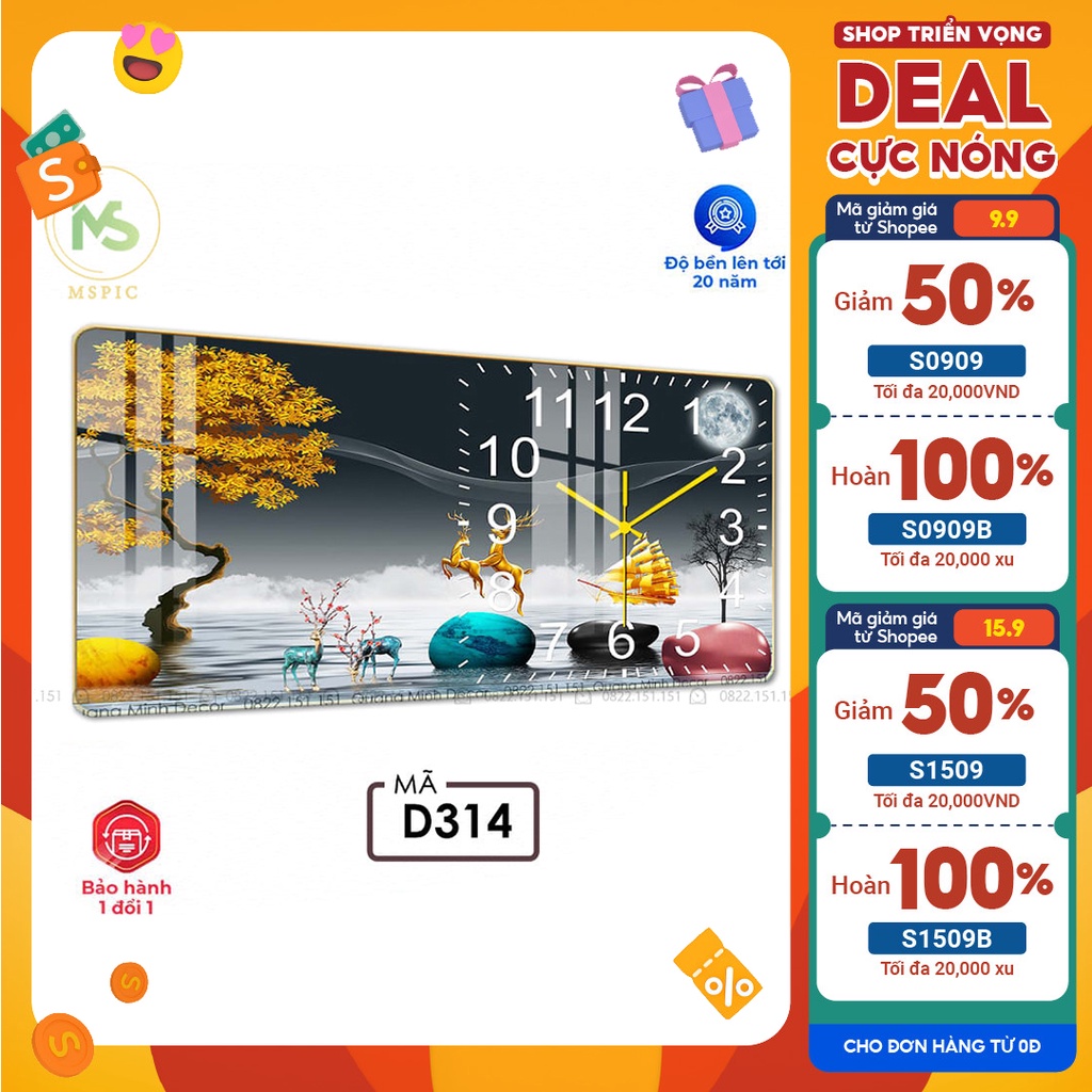Tranh Đồng Hồ Treo Tường tráng gương ❤️Mẫu HOT❤️ Đồng Hồ Pha Lê Trang Trí Decor Nhà Cửa Phòng Khách kim trôi