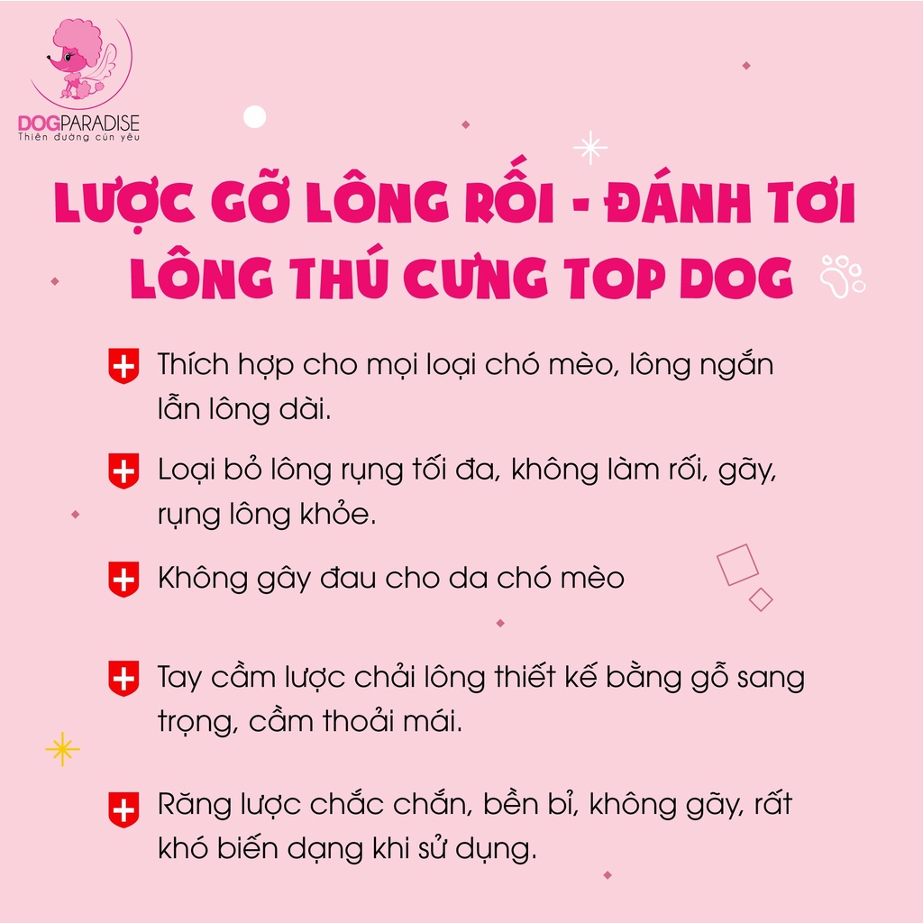 Lược gỡ lông rối đánh tơi lông chó mèo TOPDOG - Dog Paradise