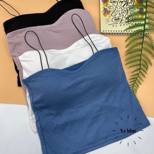 Áo lót 2 dây, bra dáng dài chất cotton nhẹ lót, bralette thoáng mát, Leblurshop