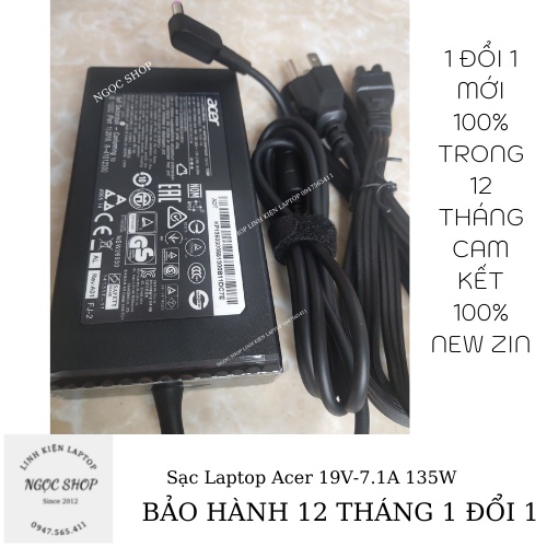 Sạc laptop Acer 19V 7.1A 135W Acer Aspire 7 V15 V17 8940 9800 9810 9920 L100 L310 L320 T5000 Travelmate 2700 2000 2100