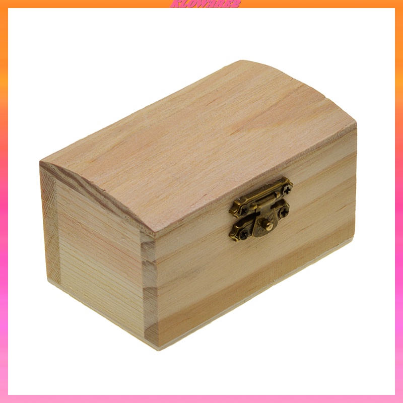 [KLOWARE2]Unpaint Natural Wooden Storage Box Jewelry Gift Memory Small Chest Craft Box