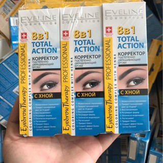 Lông Mày Eveline 8 in 1 Total Action Eyebrow Corrector Gradually Coloring with Henna