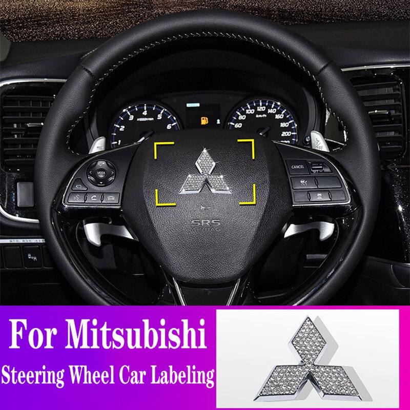 Logo Đính Kim Cương Giả Trang Trí Vô Lăng Xe Hơi Mitsubishi ASX Triton Pajero Outlander Attrage Mirage Xpander Lancer Adventure Grandis Storm Fuso Montero