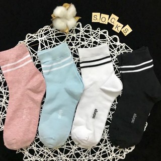 Tất/Vớ nữ Melange cổ cao sọc ngang siêu mềm mịn