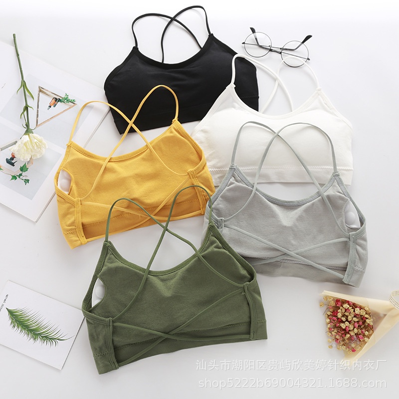 Áo Bra 2 Dây Đan Chéo Lưng  🎀FREESHIP🎀 Bra Nữ Cotton Len Tăm Kèm Mút 5507 | WebRaoVat - webraovat.net.vn