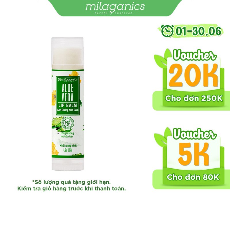 Son Dưỡng Môi thành phần thiên nhiên Nha Đam MILAGANICS 4.5g