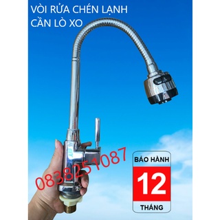 Vòi rửa chén bát cần bẻ lò xo 1 đường nước lạnh đồng thau