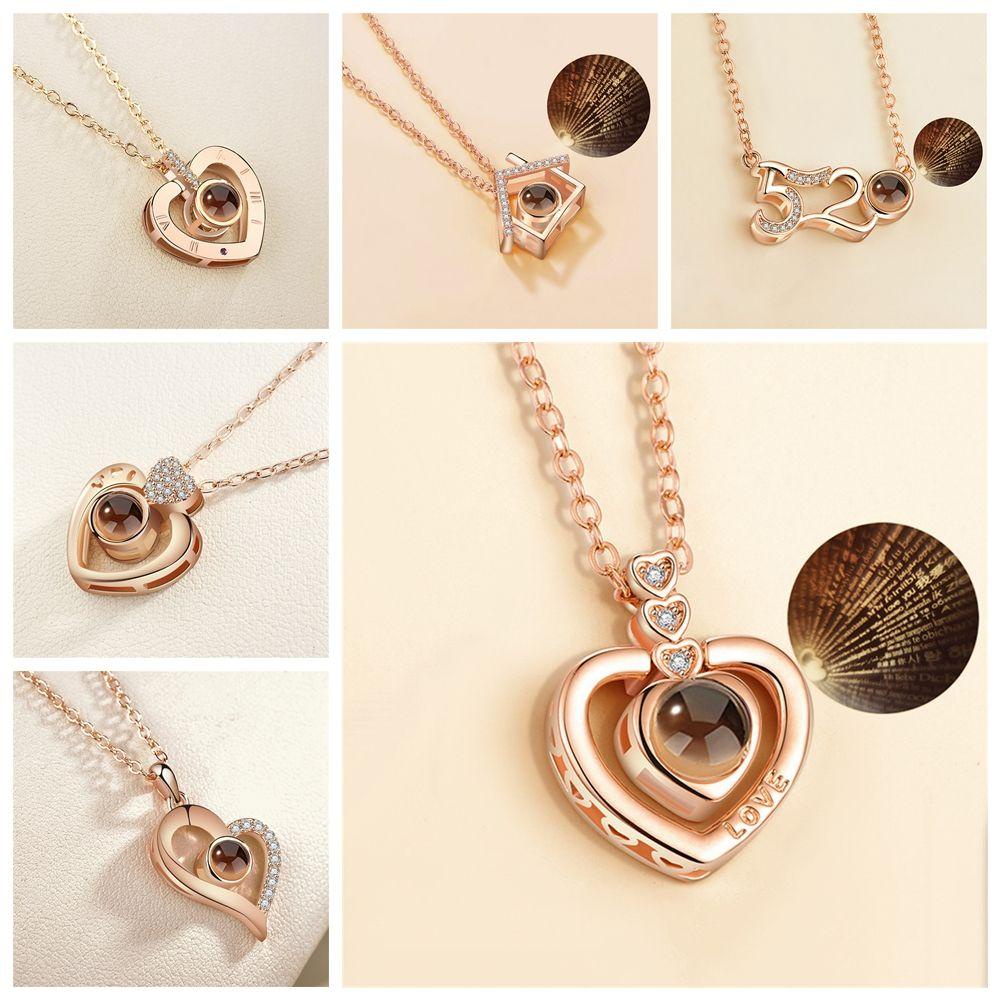 Vòng cổ Mặt Máy Chiếu Phong Cách Boho I love You Thời Trang