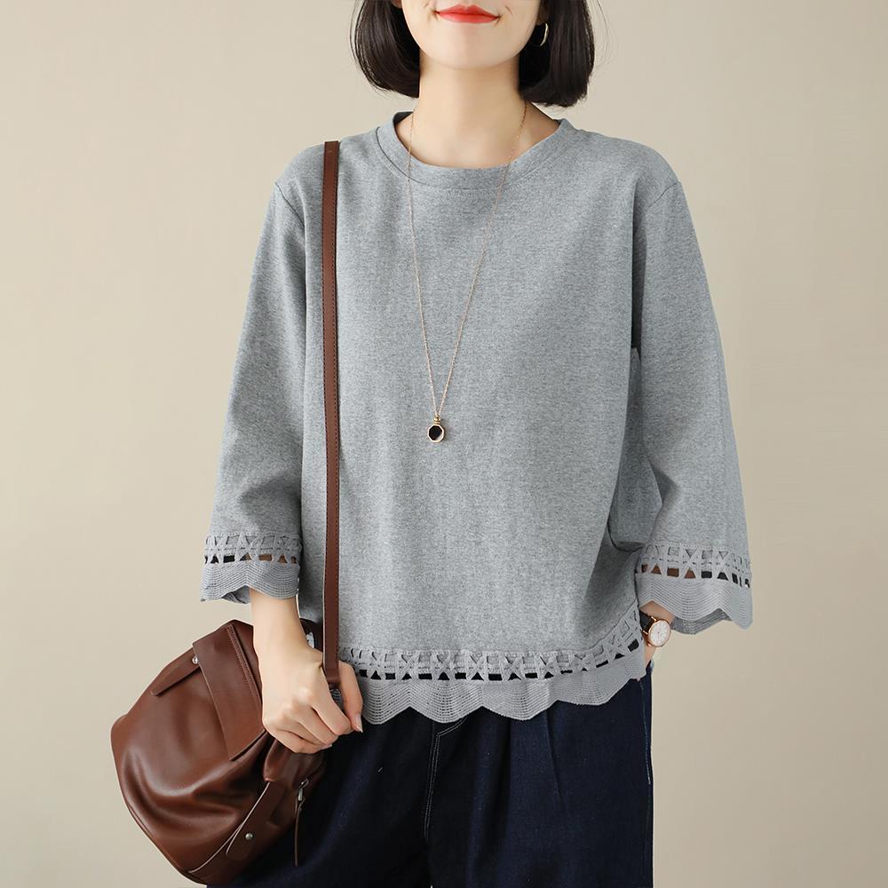Áo Thun Cotton Nguyên Chất Cổ Tròn Phong Cách Hàn Quốc Thời Trang Xuân Hè Mới 2022 Kích Thước Lớn Dễ Phối Đồ Cho Nữ L-5xl