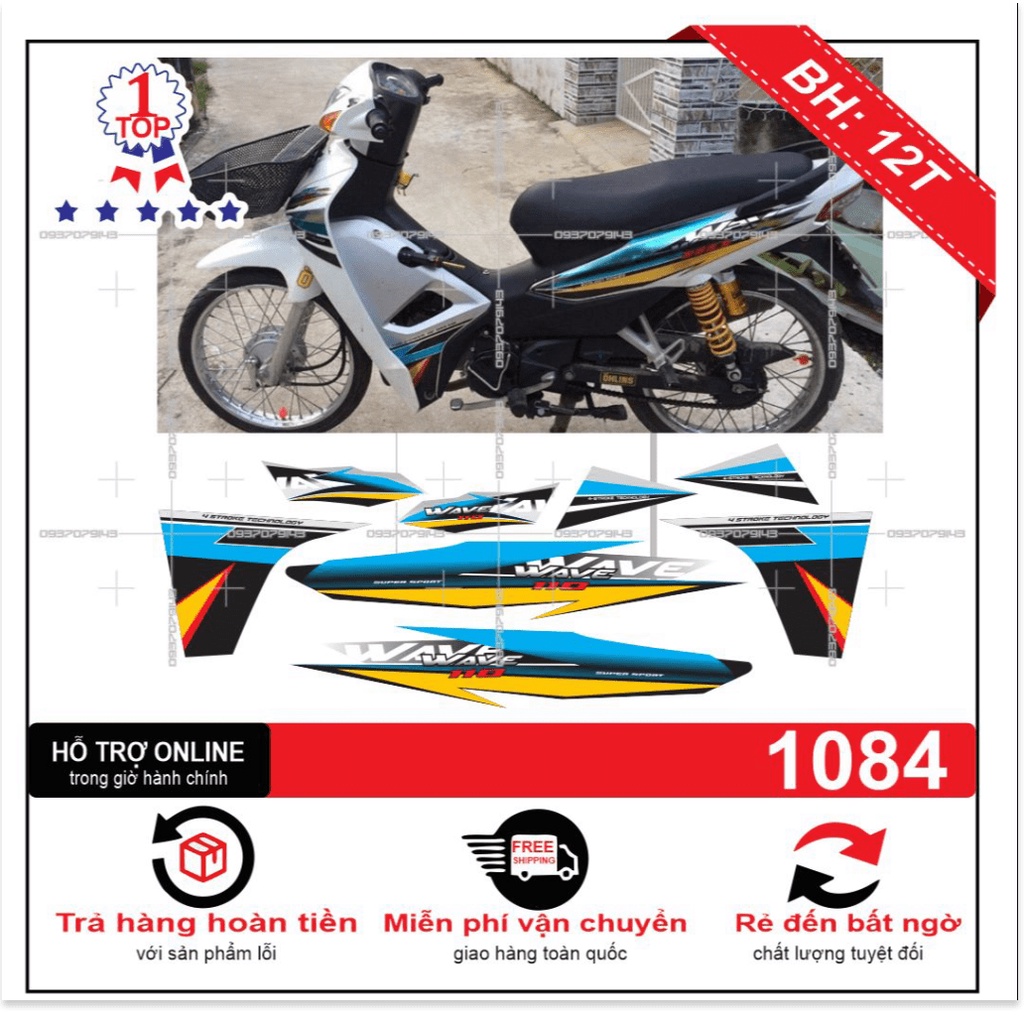 ( Quí khách vui lòng mang ra tiệm cho thợ dán ) Tem wave 2017 decal trắng sữa