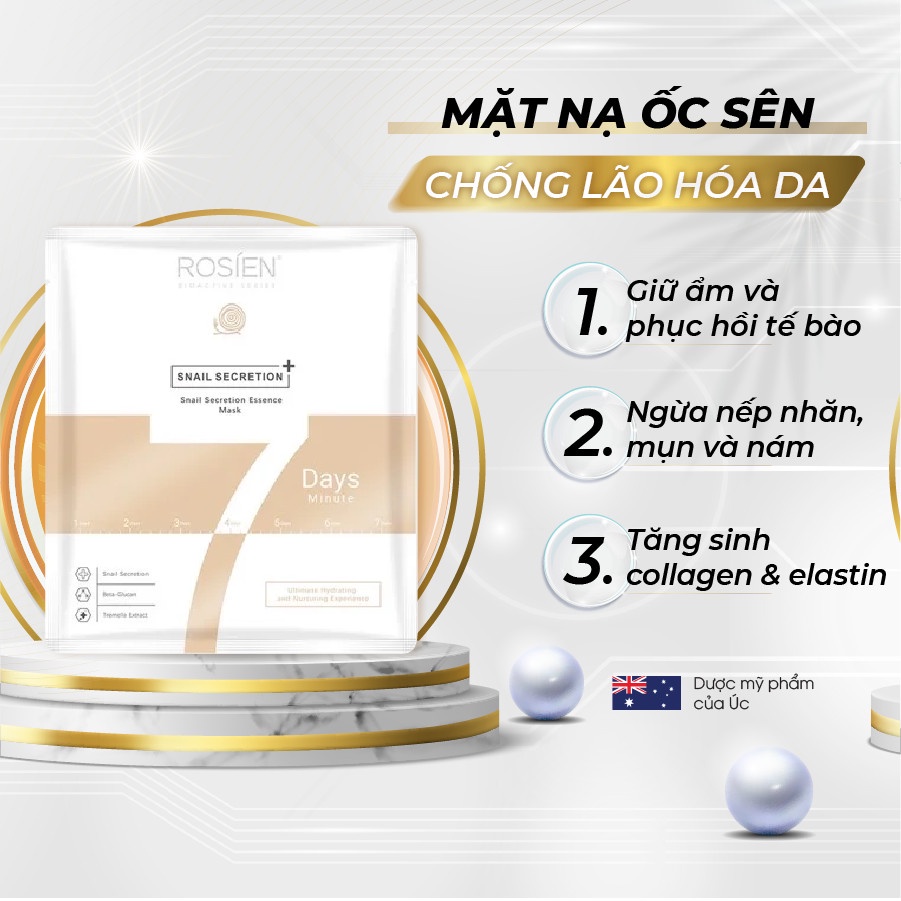 Mặt Nạ Chống Lão Hóa Ốc Sên - Rosien Snail Secretion Essence Mask