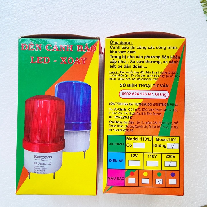 Đèn Quay Cảnh Báo 220V và 12V, Đèn Công Trường Có Còi Hú & Không Còi, Đèn Xoay Cửa Hàng