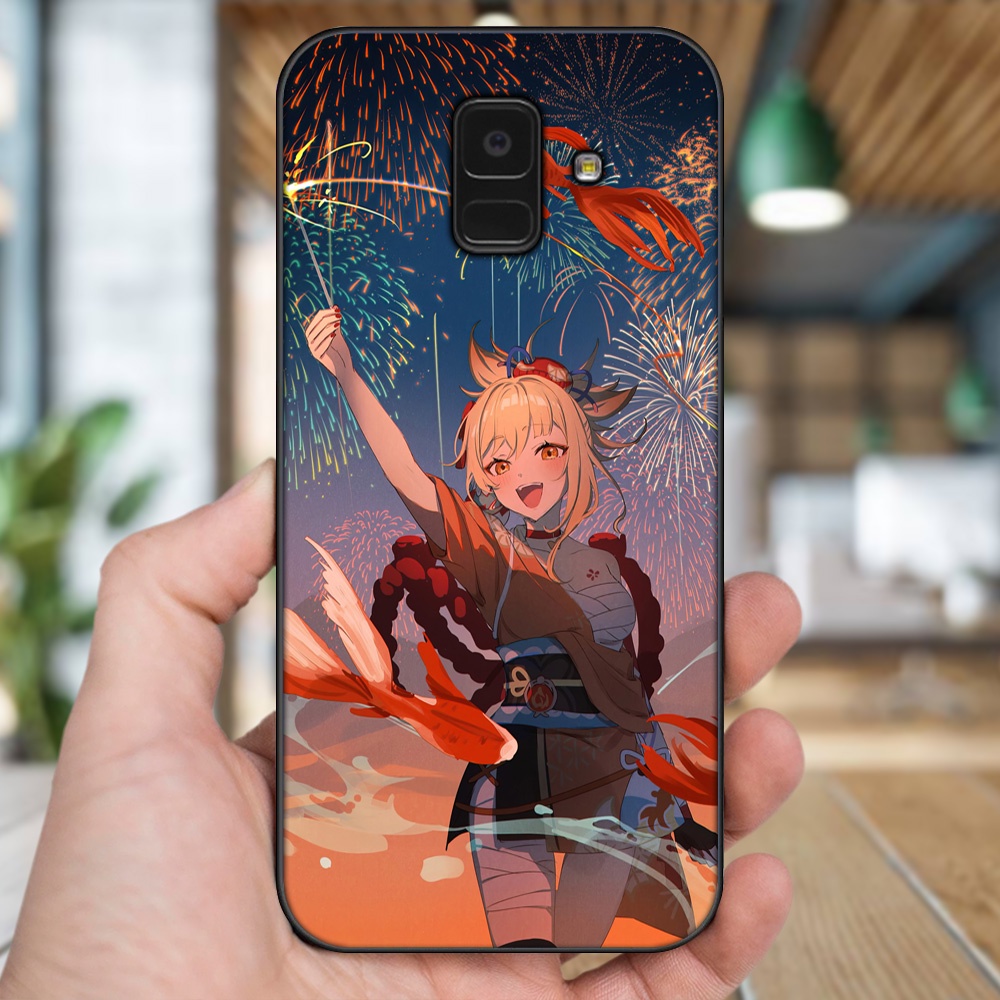 Ốp lưng Samsung A5 2018, A6 2018, A8 2018, J6 2018, A8 Plus viền đen in hình Yoimiya Genshin Impact