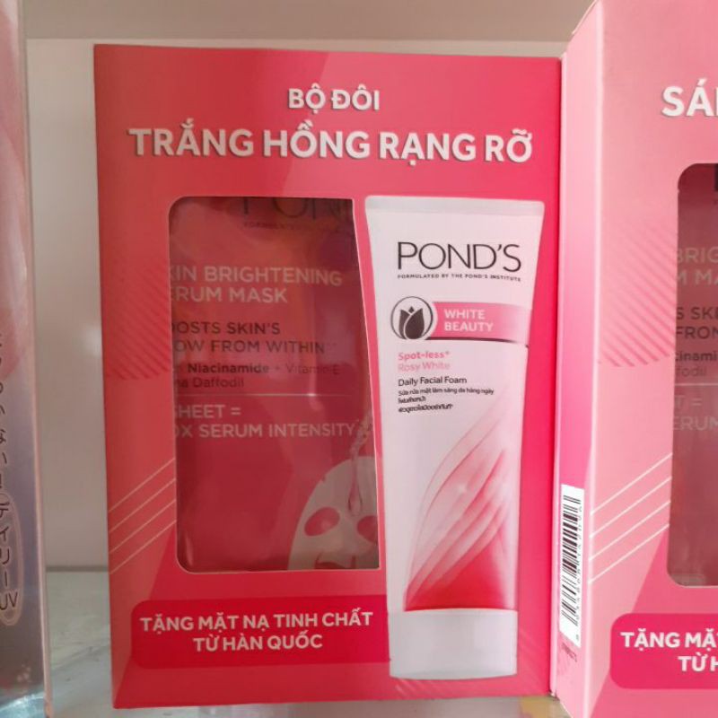 bộ đôi sữa rửa mặt pond's white beauty 50g và mặt nạ tinh chất dưỡng sáng da pond's