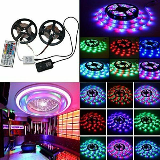 Bộ cuộn đèn Led dây dán 10m đổi nhiều màu (3528RGB) có remote điều khiển | BigBuy360 - bigbuy360.vn