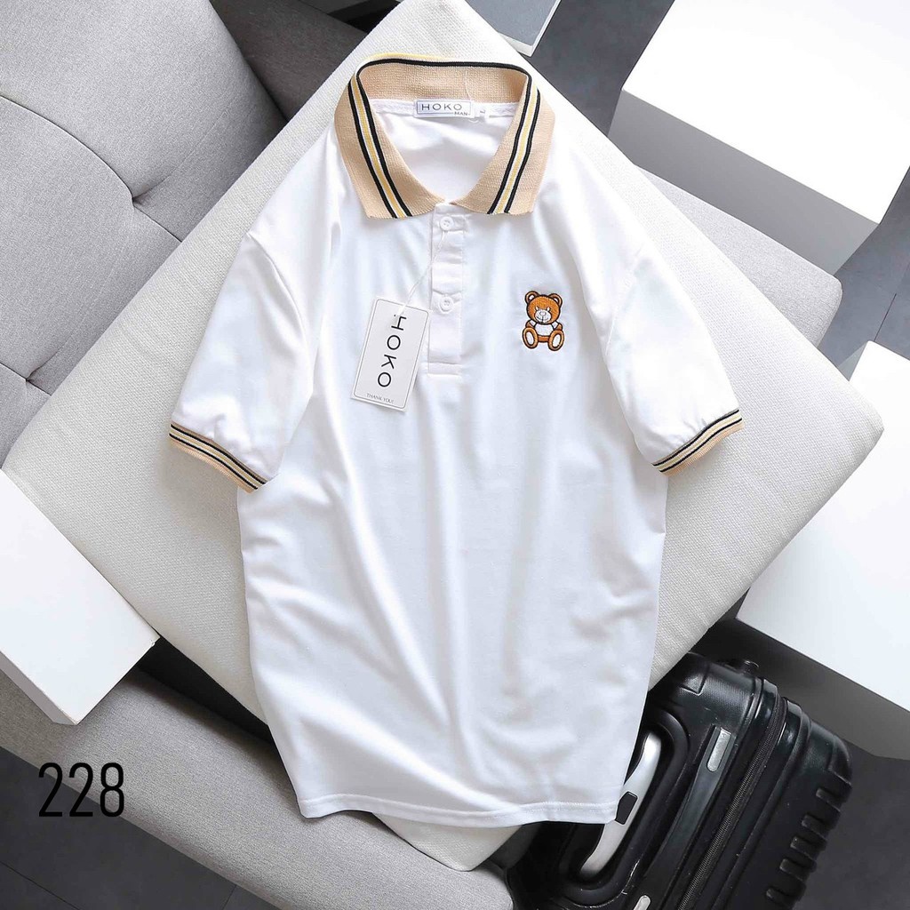 ÁO THUN NAM CỔ BẺ POLO NGỰC THÊU GẤU 228 CHẤT LIỆU CAO CẤP THẤM HÚT MỒ HÔI PHONG CÁCH TRẺ TRUNG
