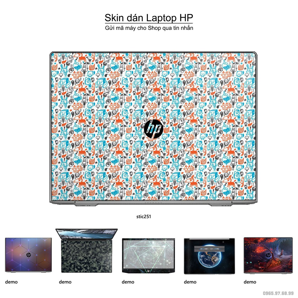 Skin dán Laptop HP in hình hoạt hình animal - stic251 (inbox mã máy cho Shop)