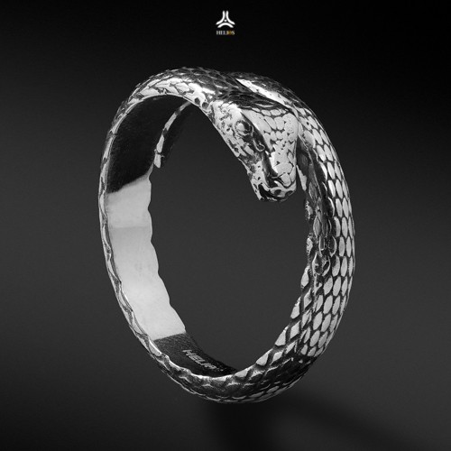 Nhẫn bạc nam, nữ HeliSilver Snake Ver 2 - xi đen S925 NBN0183