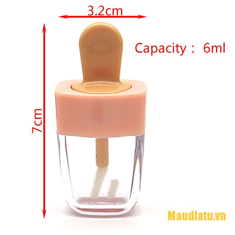 (Hàng Mới Về) Ống Rỗng Đựng Son Kem 6ml Thiết Kế Hình Que Kem Dễ Thương