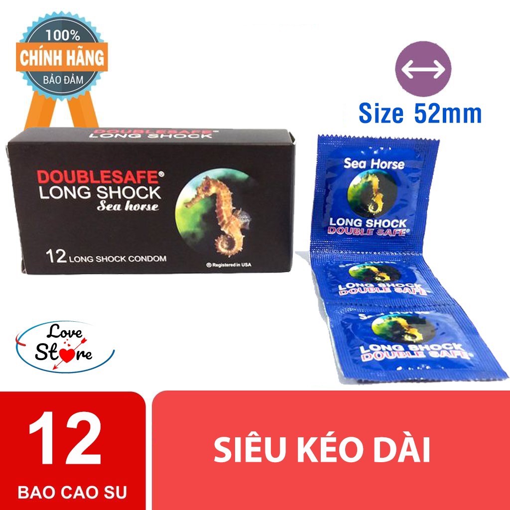 Bao Cao Su Longshock Doublesafe Seahoure Cá Ngựa Mã Lai Hộp 12 Bcs