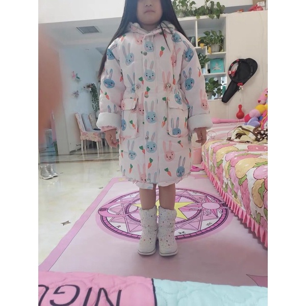 Áo phao mũ thỏ bé gái