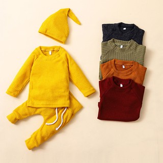 Bộ Áo Khoác Dài Tay + Quần Dài + Mũ Thời Trang Thu Đông Cho Bé