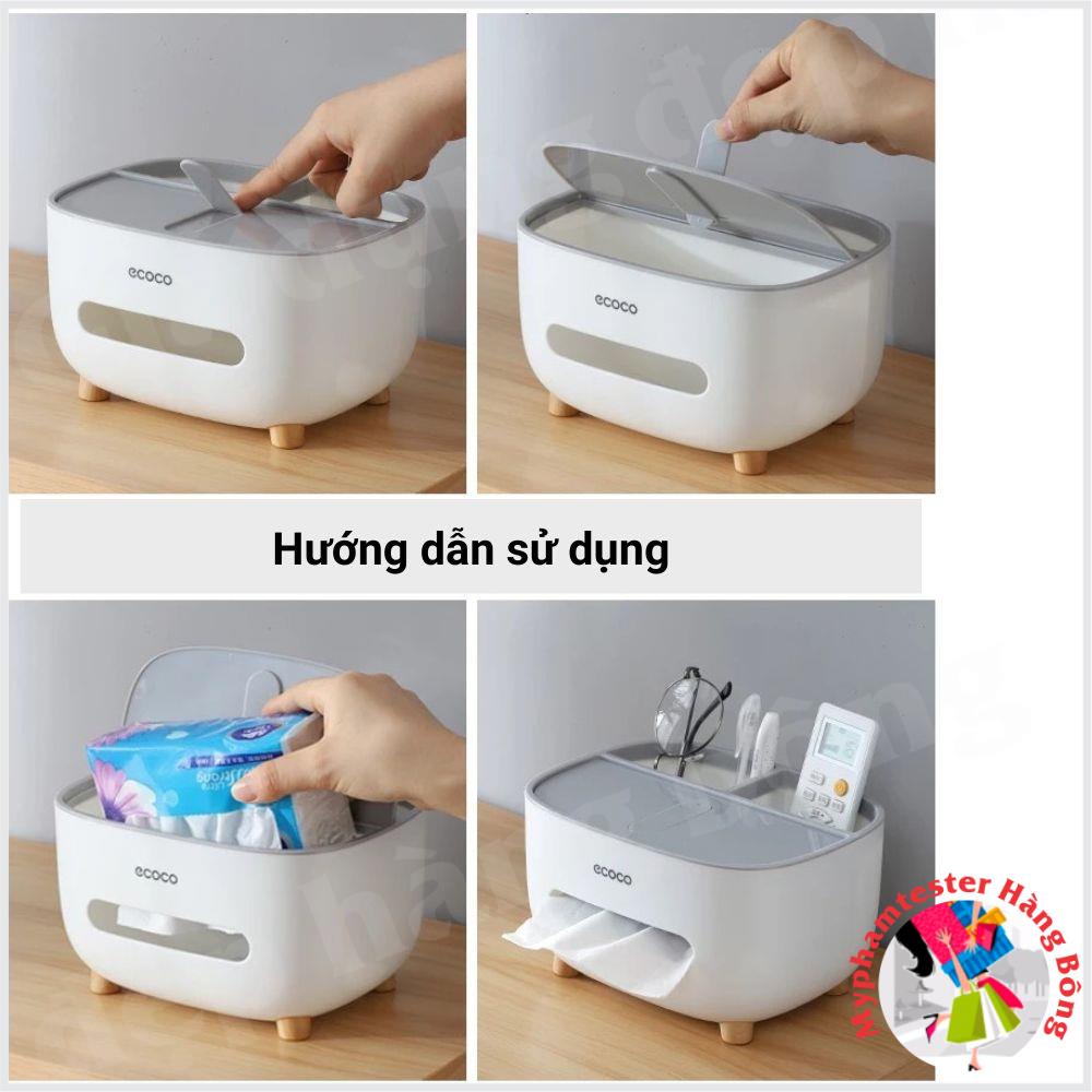 Hộp giấy để bàn Ecoco có 2 ngăn cắm phụ kiện mã 2009