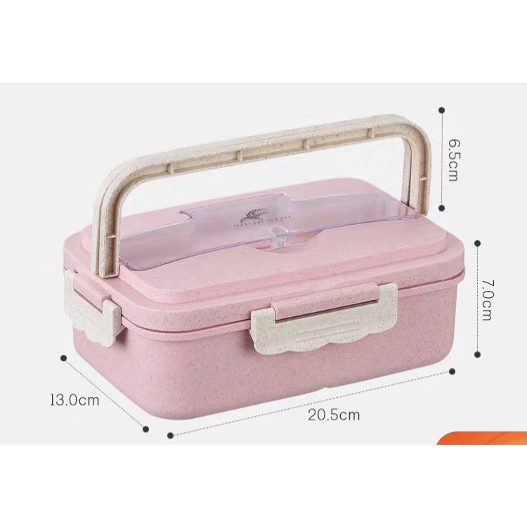 [ HÀNG LOẠI 1 ] Hộp đựng cơm lúa mạch 3 ngăn kèm quai xách siêu đẹp 1000ml