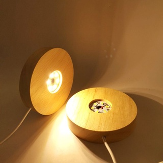 Đế Gỗ Tròn Phát Sáng Cho Quả Cầu Pha Lê 3D
