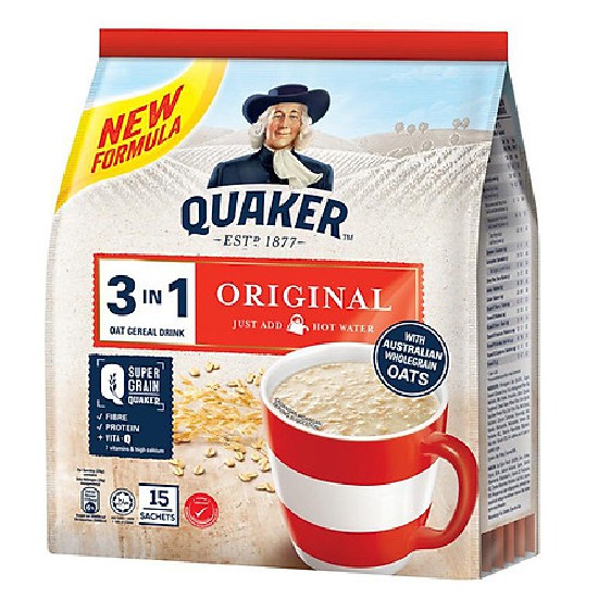 Combo 2 Túi Thức uống yến mạch Quaker 3in Vị 1 Truyền thống 420g/túi