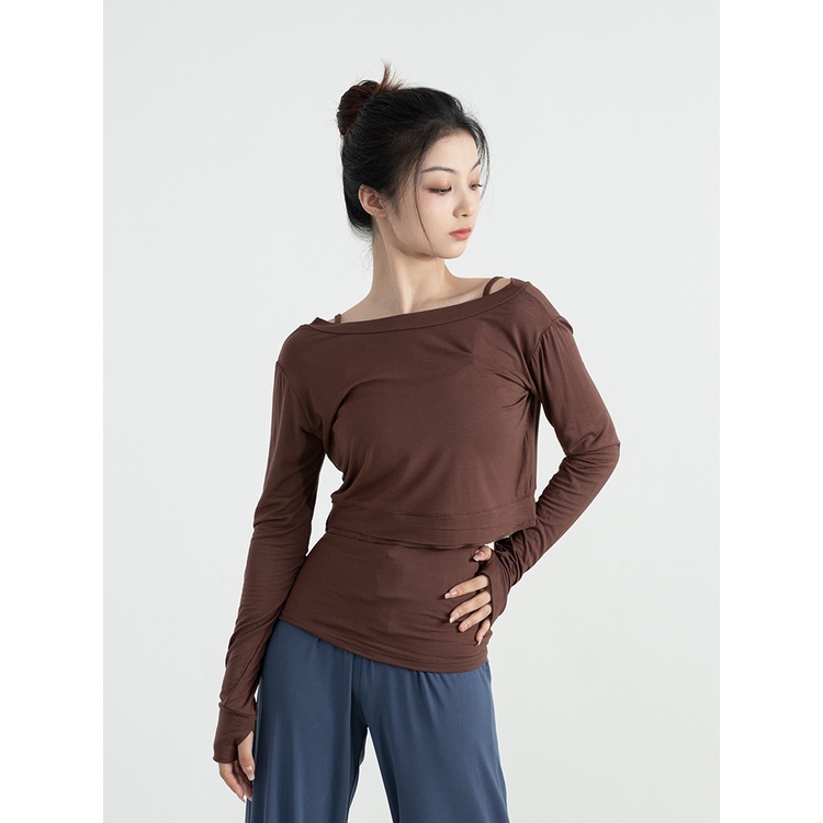 [M &amp; E] Bộ Đồ Nhảy Múa Hai Dây Tay Dài Ôm Dáng Modal Thấm Hút Mồ Hôi Ấm Áp