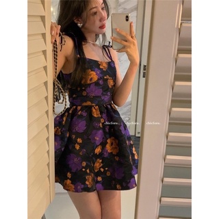 Order - váy hai dây dáng babydoll xoè hoa nhí