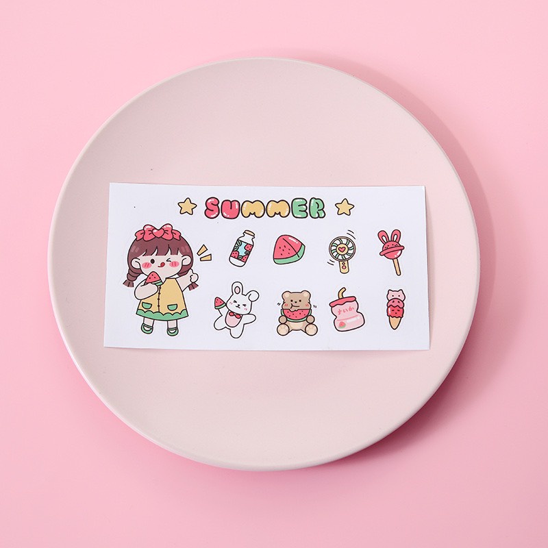Miếng sticker hình dán cute trang trí dán sổ, dán laptop, dán mũ bảo hiểm DL02 WARM