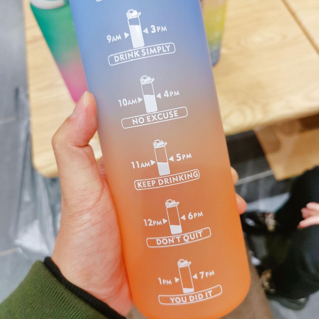 Bình Đựng Nước CONOPERY Bằng Nhựa Đục Màu Gradient Có Nắp Chống Rò Rỉ