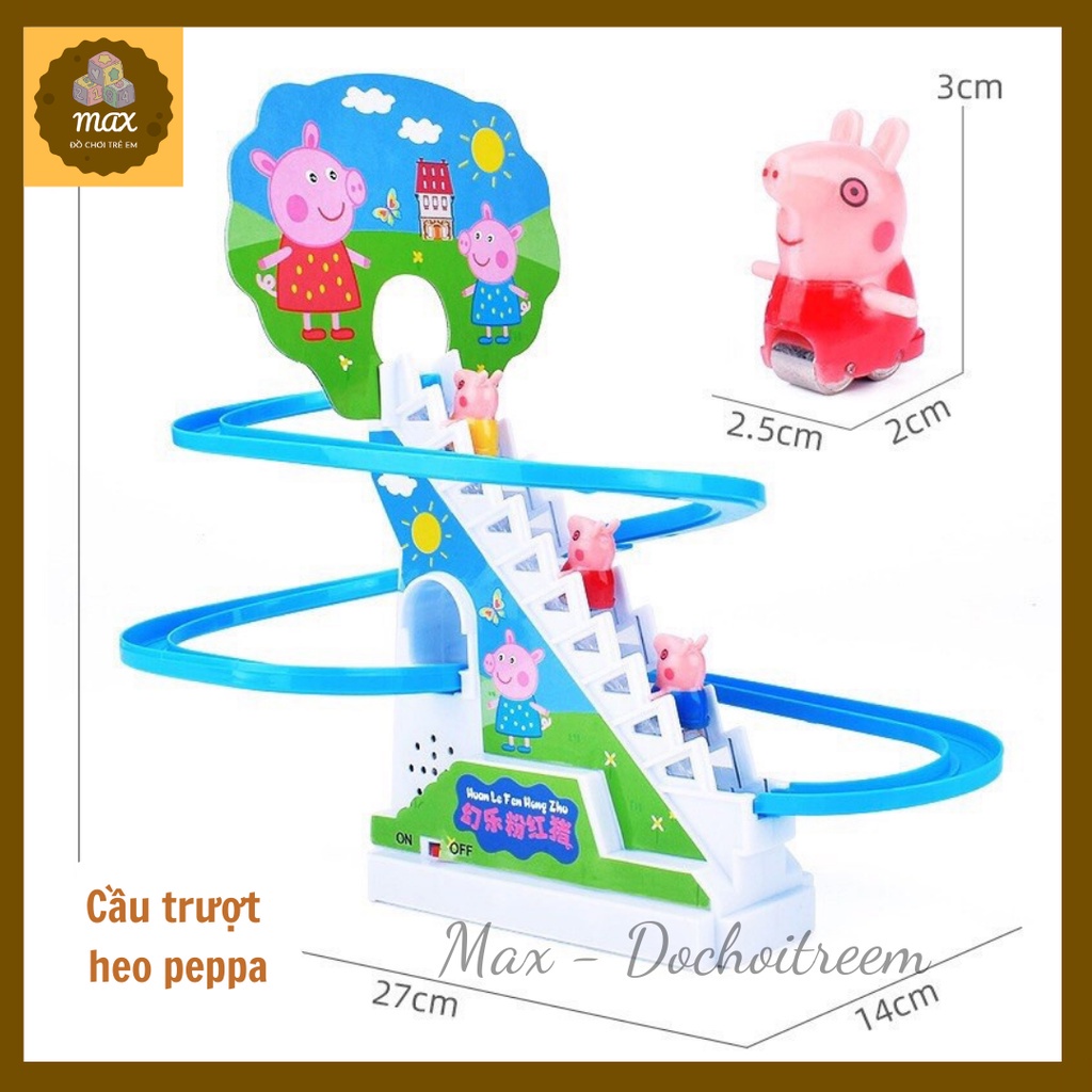 Bộ Đồ Chơi Heo Peppa Cầu Trượt Leo Cầu Thang Chiếu Sáng Phát Nhạc Ngộ Nghĩnh Cho Bé