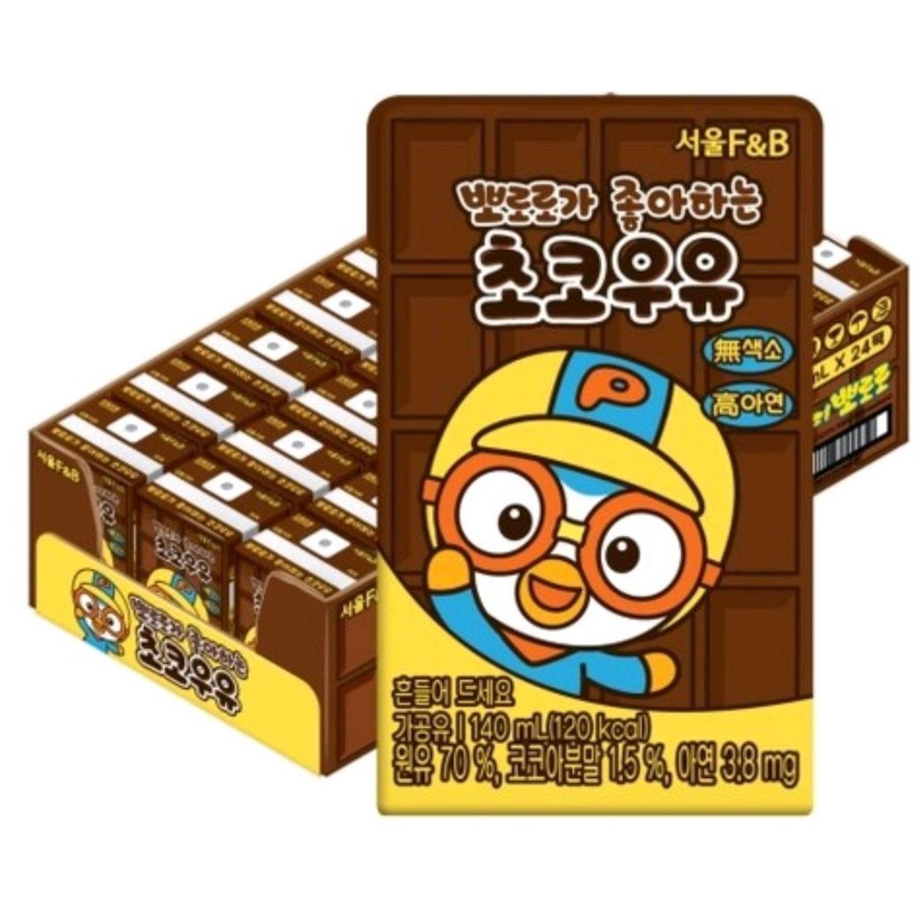 Sữa nước Pororo F&amp;B cho bé Hàn Quốc 1 THÙNG (24 hộp X 140ml)