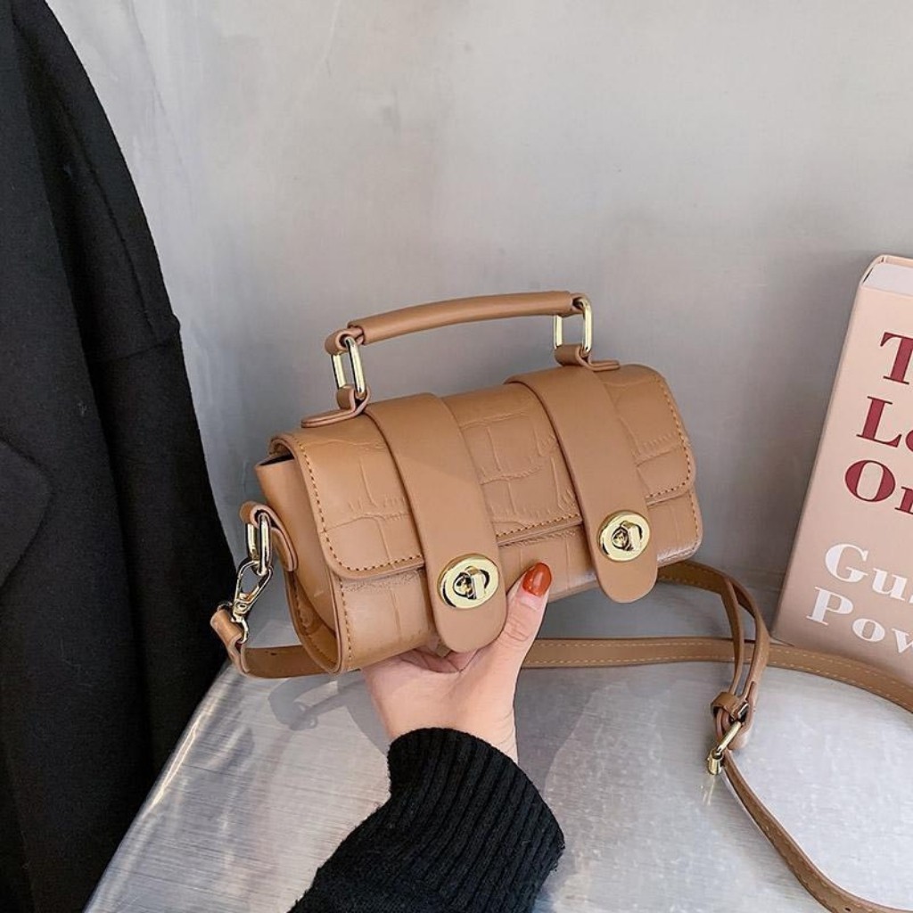 Túi Xách Mini Cầm Tay Nữ Chất Da Rắn Tặng Kèm Dây Đeo Chéo Size 18