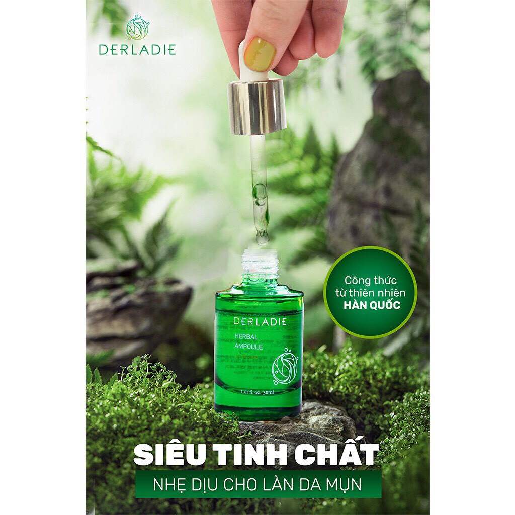 Huyết Thanh Derladie Tràm Trà - Tinh Chất Giảm Mụn Derladie Herbal Ampoule For Blemish - Chai Màu Xanh 30ml