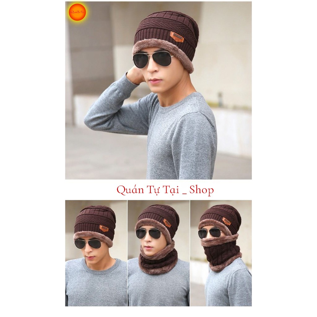 Mũ len Nam, kiểu dáng hàn quốc, lót nỉ ấm áp freesize - Quà tặng mùa đông