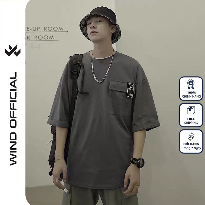 Áo thun tay lỡ WIND unisex form rộng Wollagee thời trang nam nữ oversize ulzzang | BigBuy360 - bigbuy360.vn